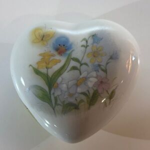 Floral Heart-Shaped Fine Porcelain sachet “Bluebird” of Happiness